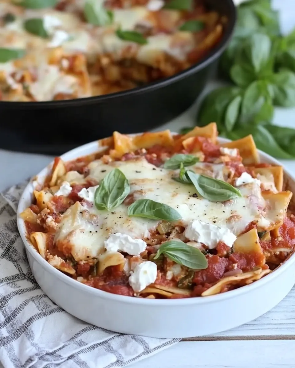 Homemade Easy Cheesy Veggie Skillet Lasagna Recipe photo