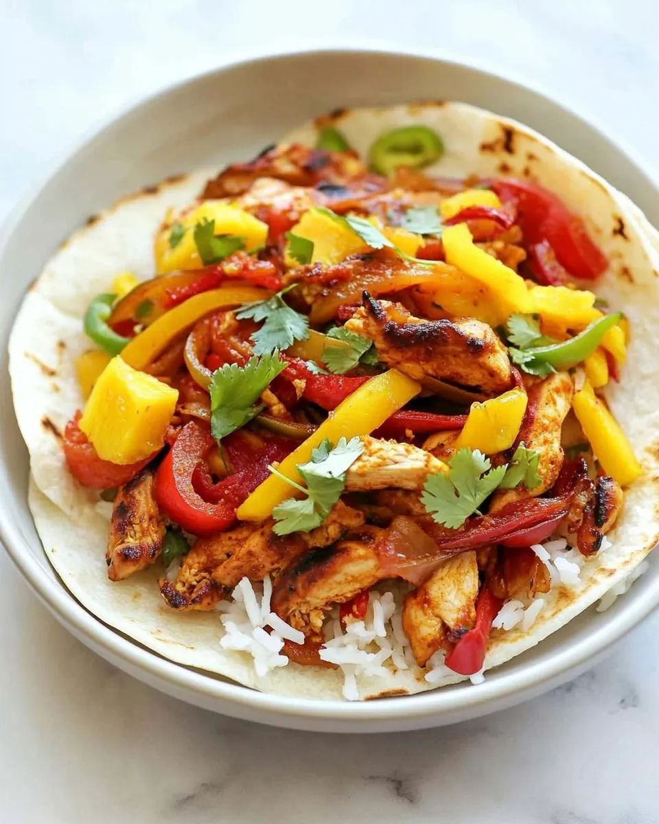 Delicious Easy Chicken Fajitas with Thai Mango Slaw and Coconut Rice recipe photo
