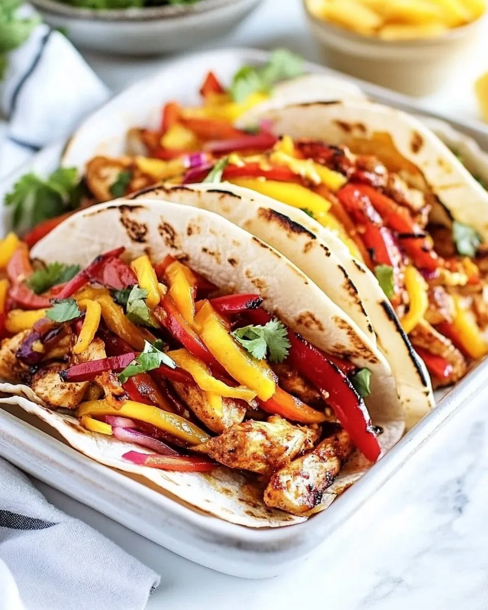 Classic Easy Chicken Fajitas with Thai Mango Slaw and Coconut Rice image