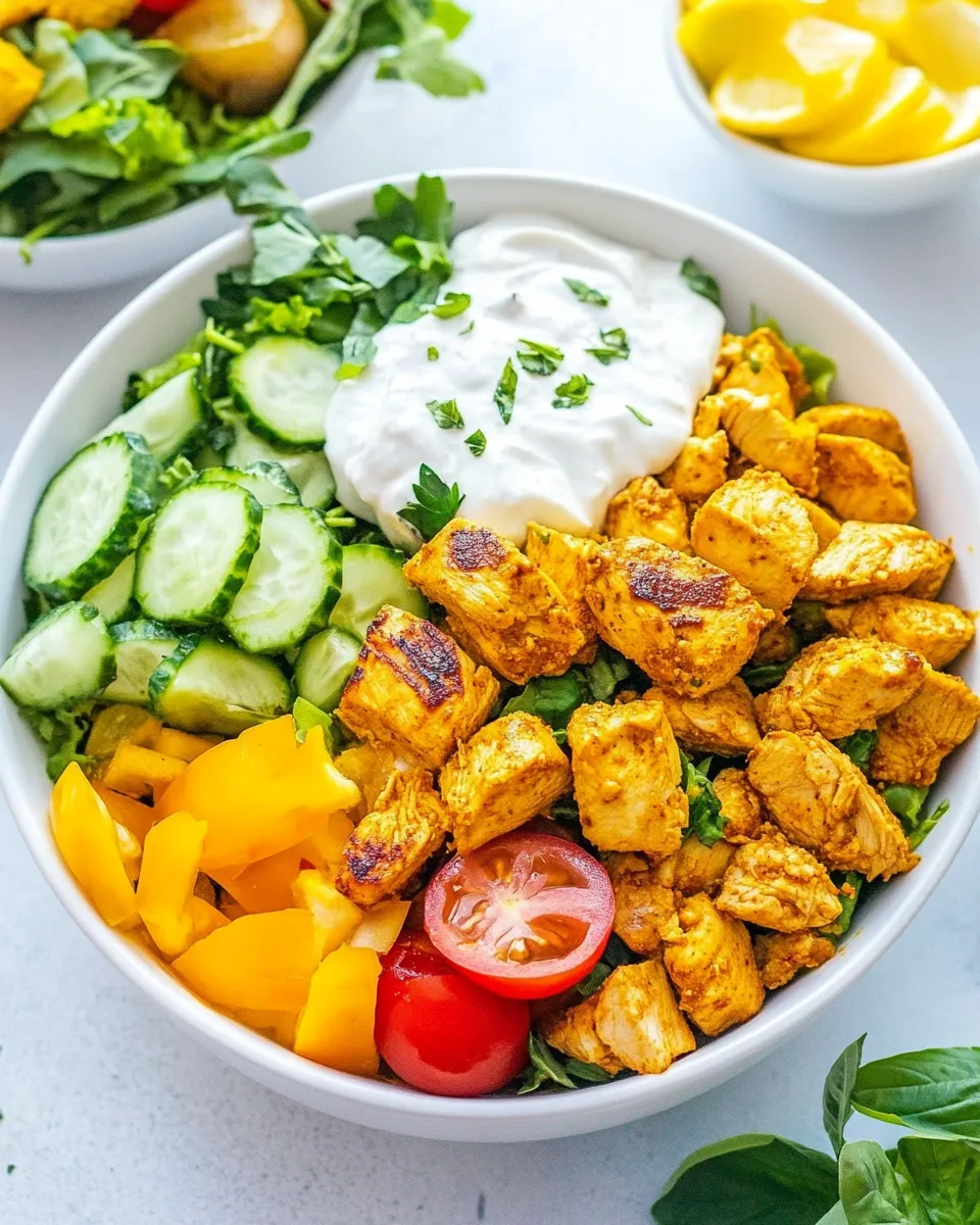 Quick Easy Chicken Shawarma Salad Bowls food shot