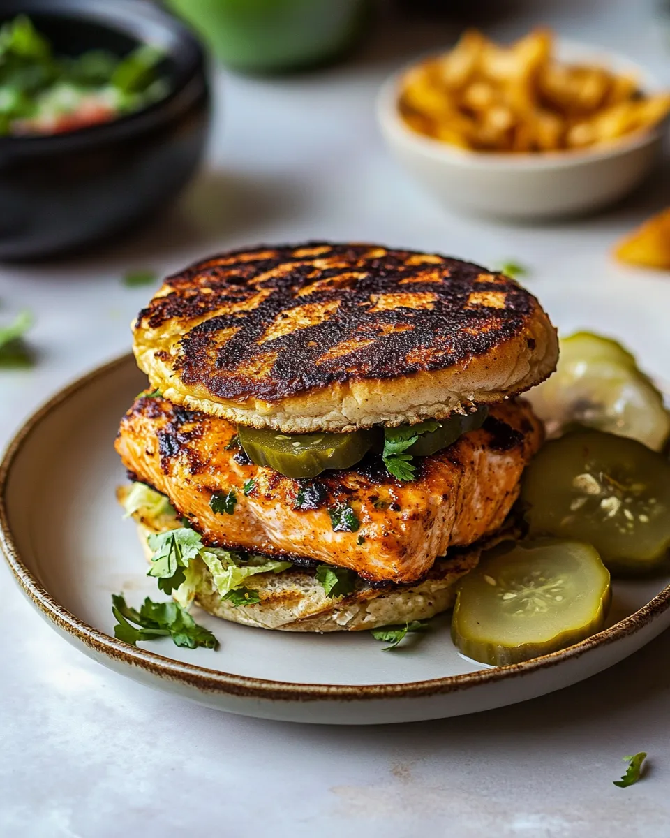 Classic Easy Chipotle Salmon Burgers. dish photo