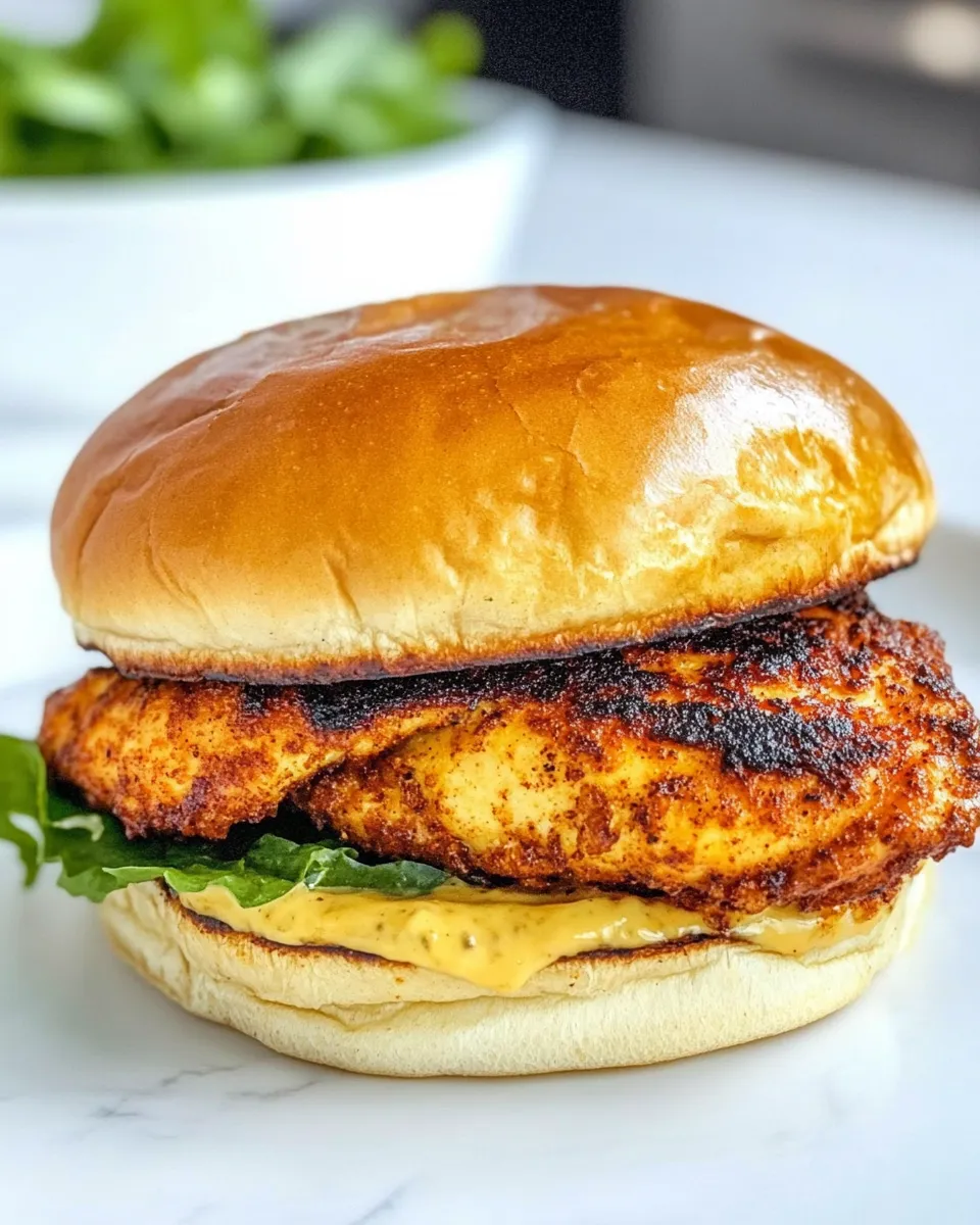 Homemade Easy Copycat Popeyes Blackened Chicken Sandwich Recipe photo