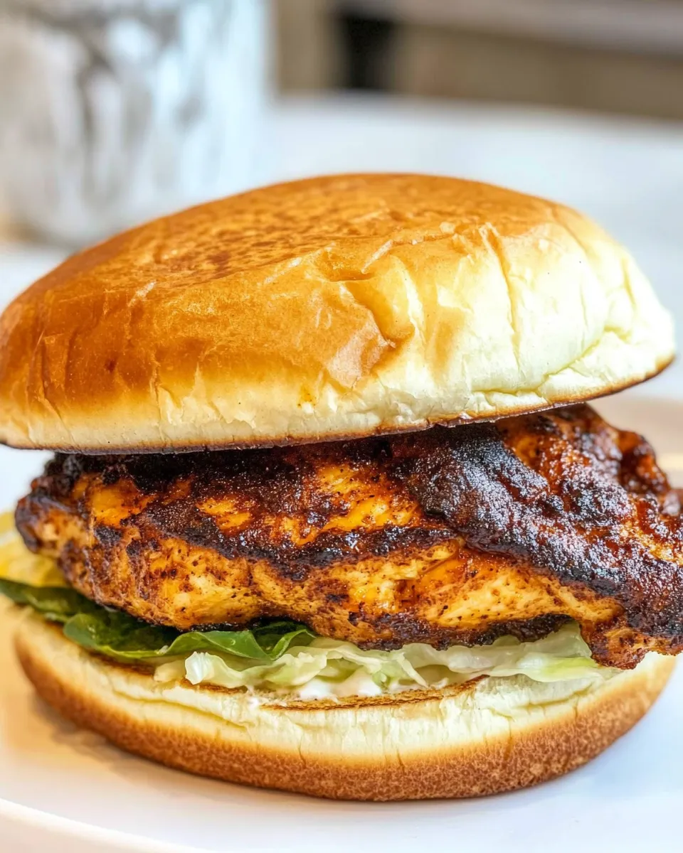 Delicious Easy Copycat Popeyes Blackened Chicken Sandwich Recipe shot