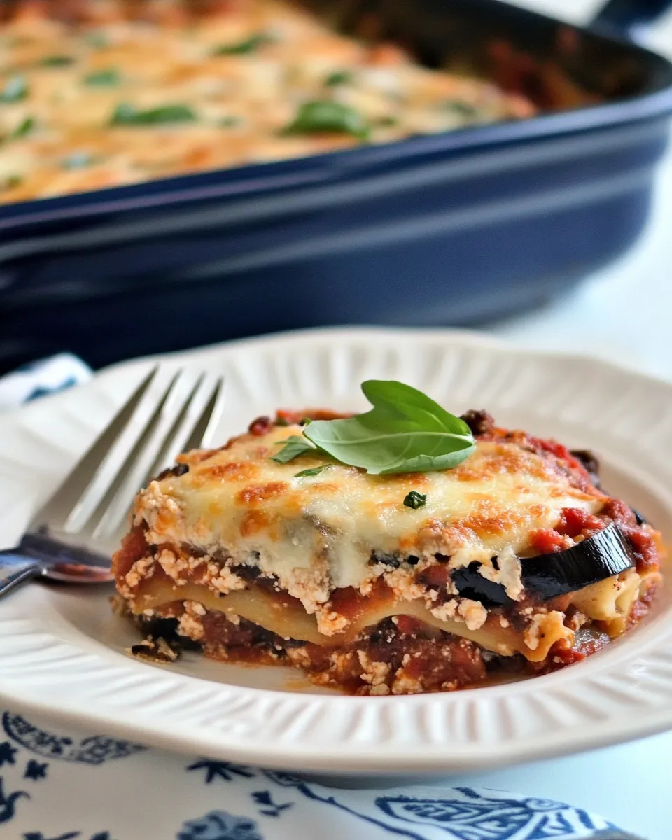 Quick Easy Eggplant Lasagna Recipe plate image