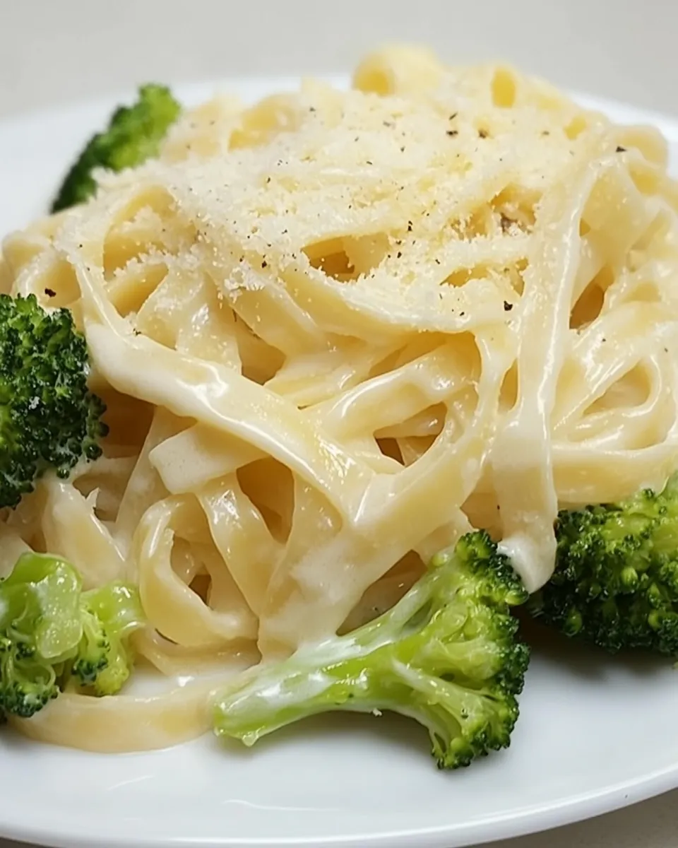 Classic Easy Fettuccine Alfredo With Broccoli image