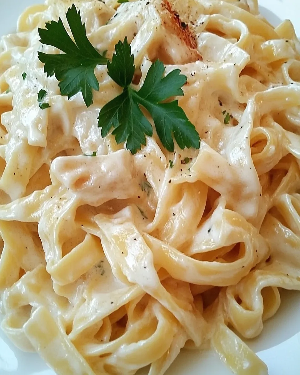 Homemade Fettuccine Alfredo with Fresh Pasta photo