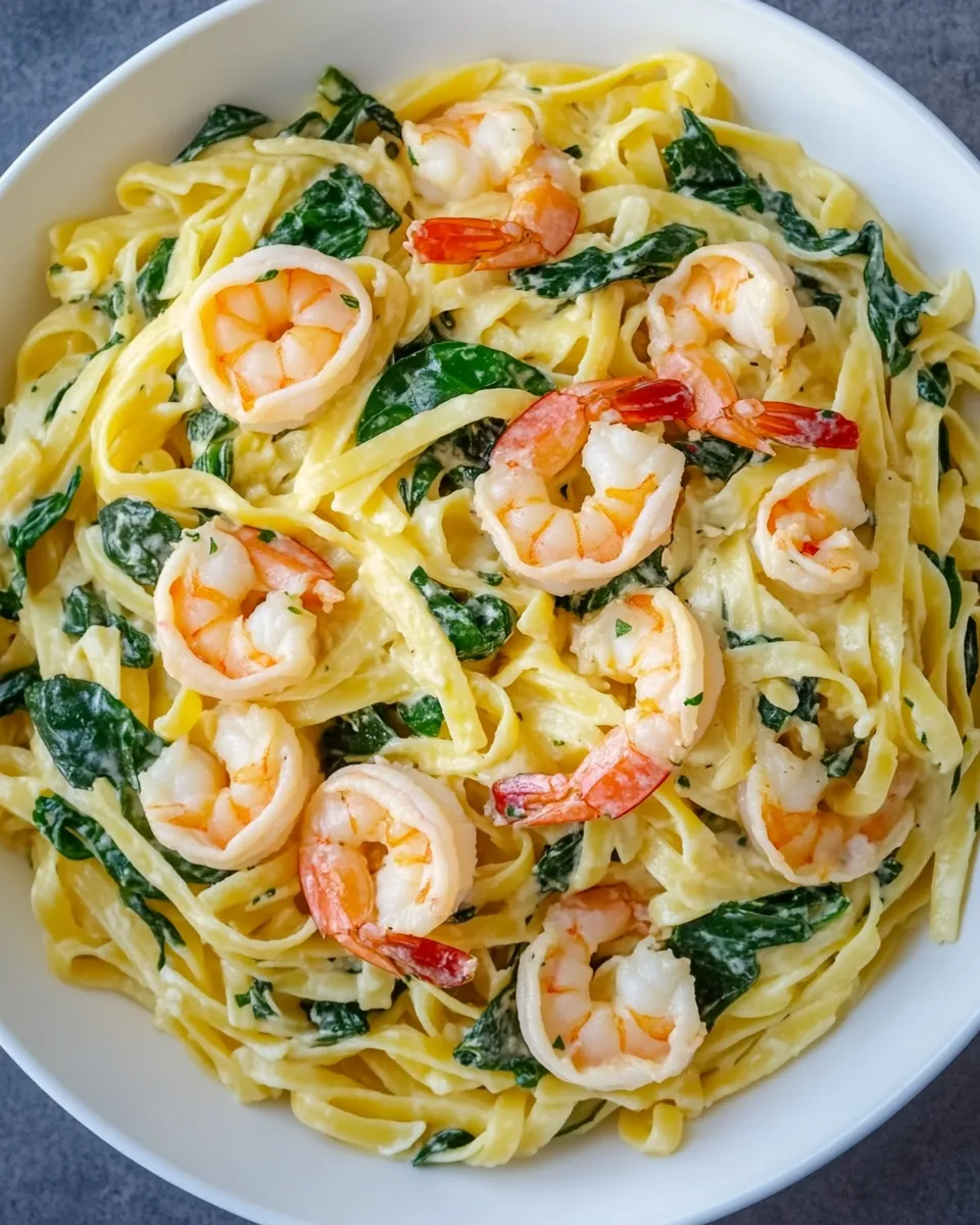 Classic Fettuccine with Shrimp and Spinach image