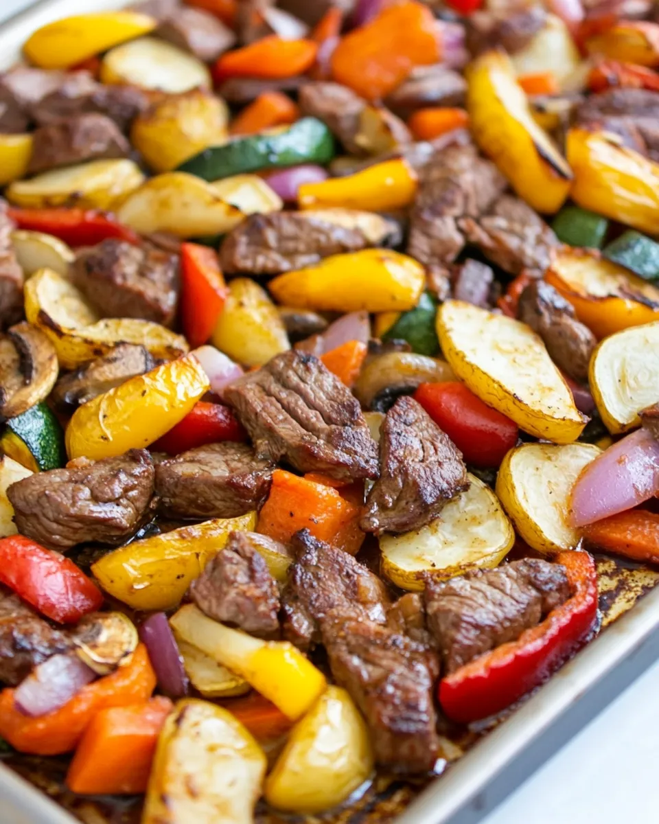 Easy Fiesta Sheet Pan Steak and Vegetables food shot