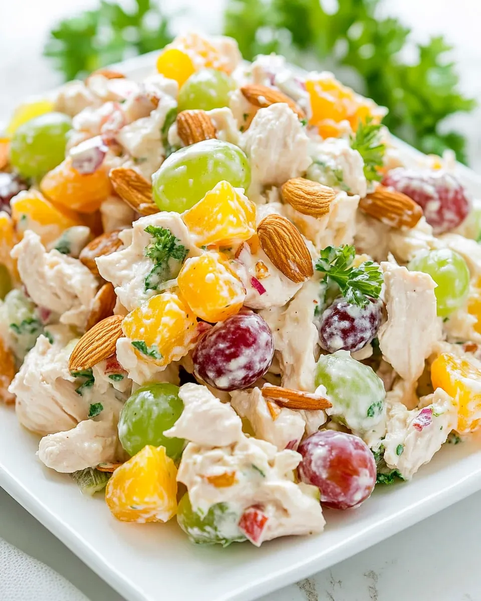 Easy Fruity Chicken Salad Recipe: Sweet and Savory Perfection with Grapes and Almonds recipe image