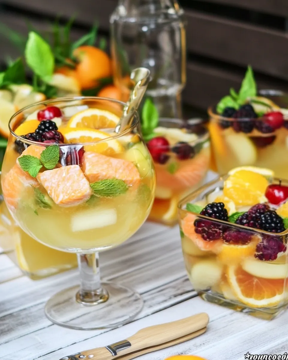 Homemade Fruity Non Alcoholic Sangria and Orange Salmon Bites Party dish photo