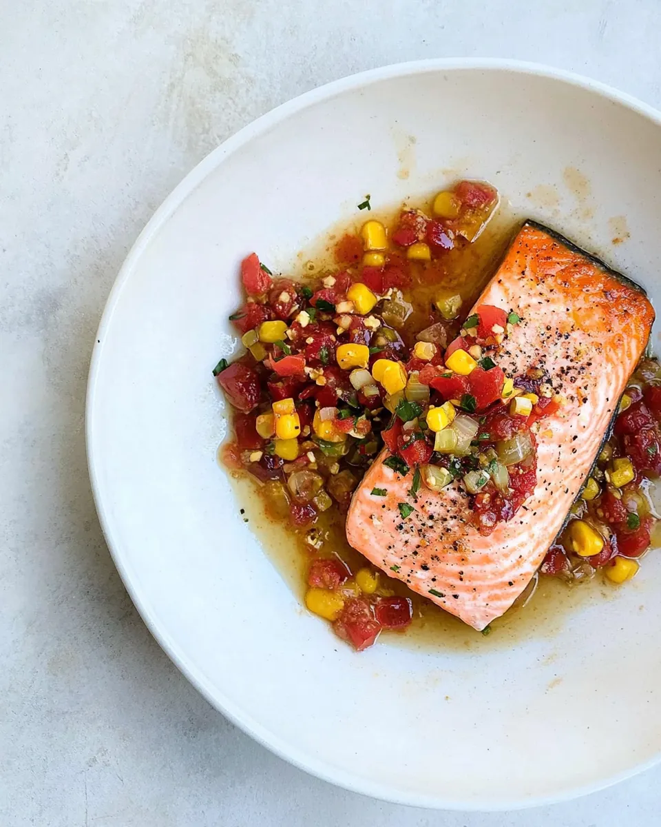 Classic Garlic Butter Salmon with Caramelized Shallot Relish. dish photo