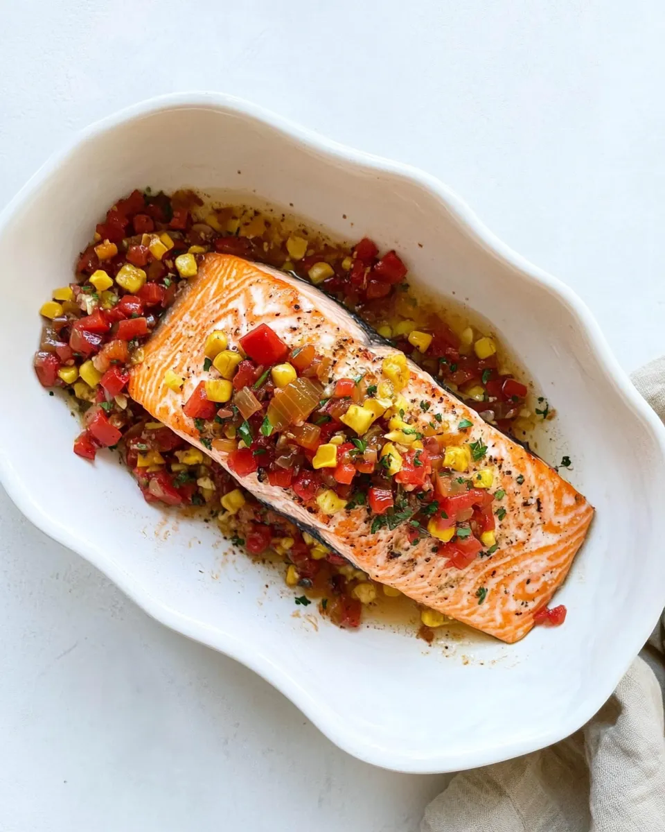 Delicious Garlic Butter Salmon with Caramelized Shallot Relish. image