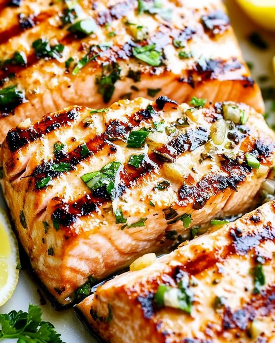 Classic Garlic Herb Grilled Salmon image