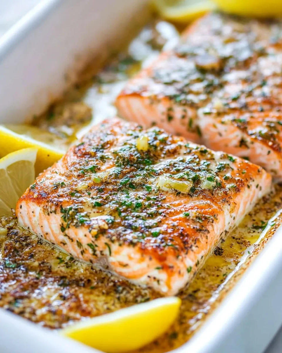 Quick Garlic Lemon Herb Pan-Fried Salmon food shot