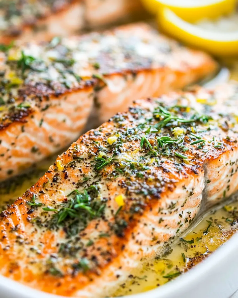 Healthy Garlic Lemon Herb Pan-Fried Salmon dish photo