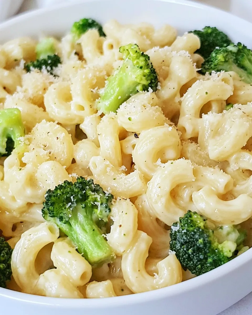 Delicious Garlic Parmesan Cavatappi and Broccoli food shot