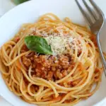 homemade Gluten Free Pasta with Spaghetti Meat Sauce photo