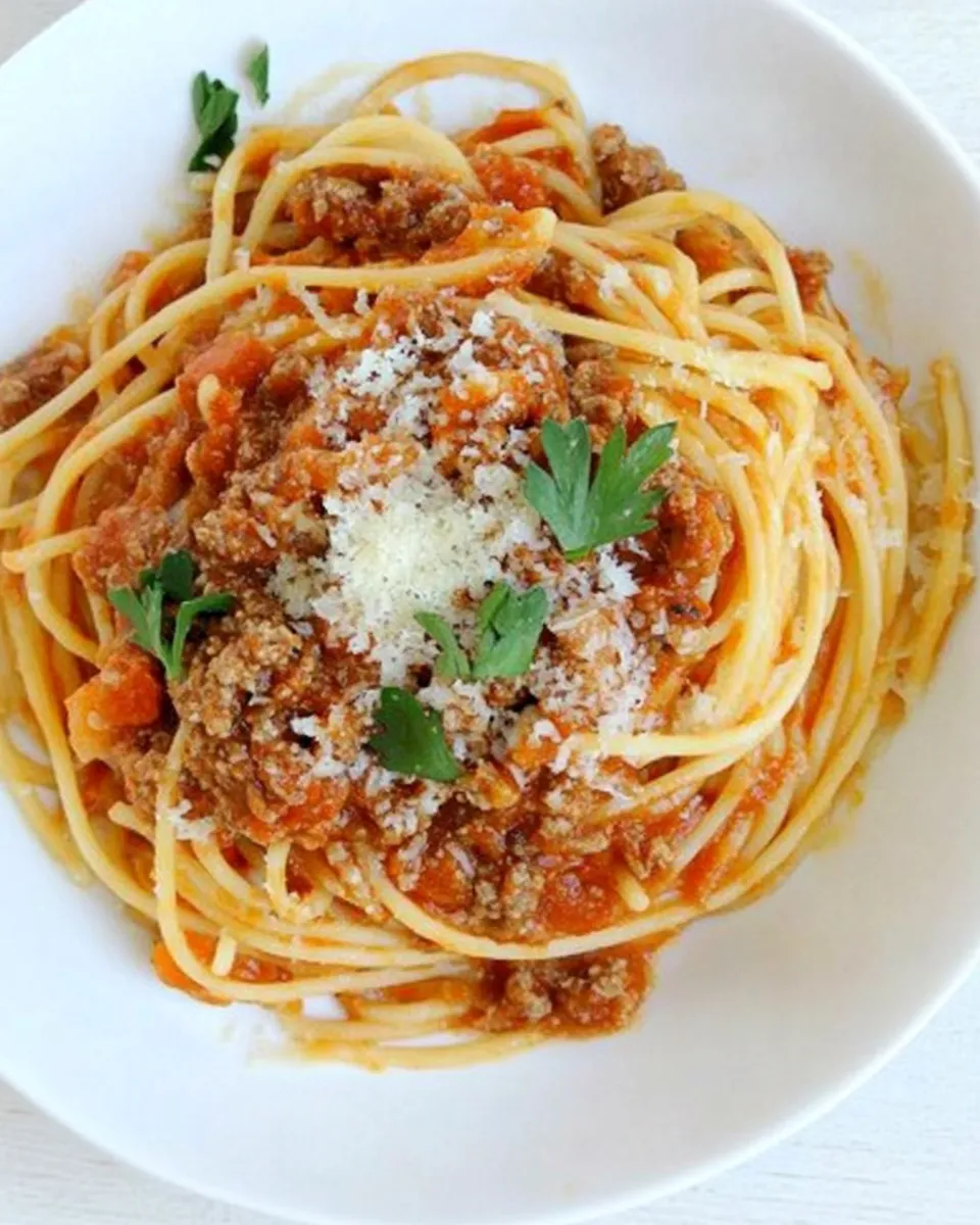 delicious Gluten Free Pasta with Spaghetti Meat Sauce plate image