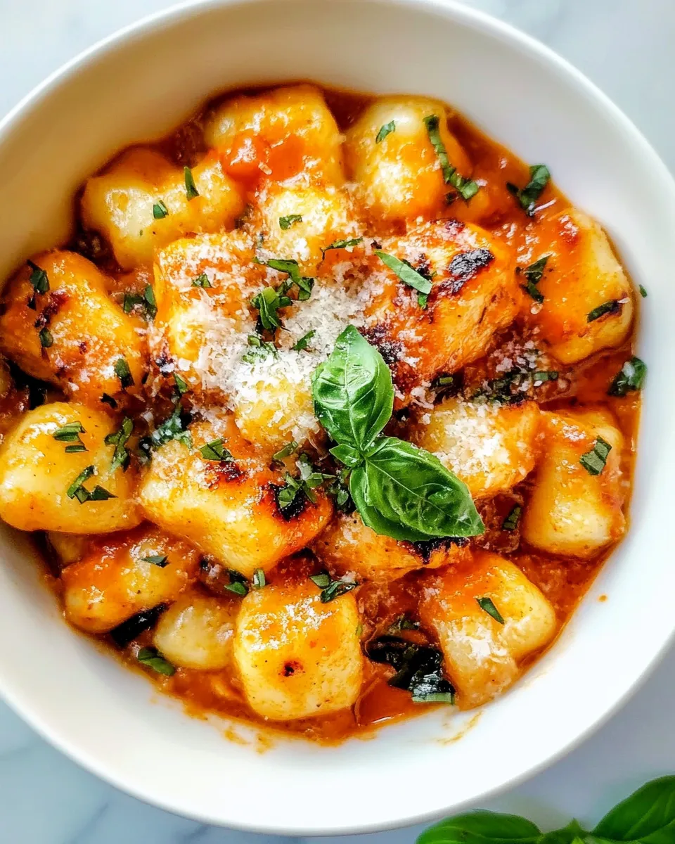 Classic Gnocchi with Grilled Chicken in Roasted Red Pepper Sauce image