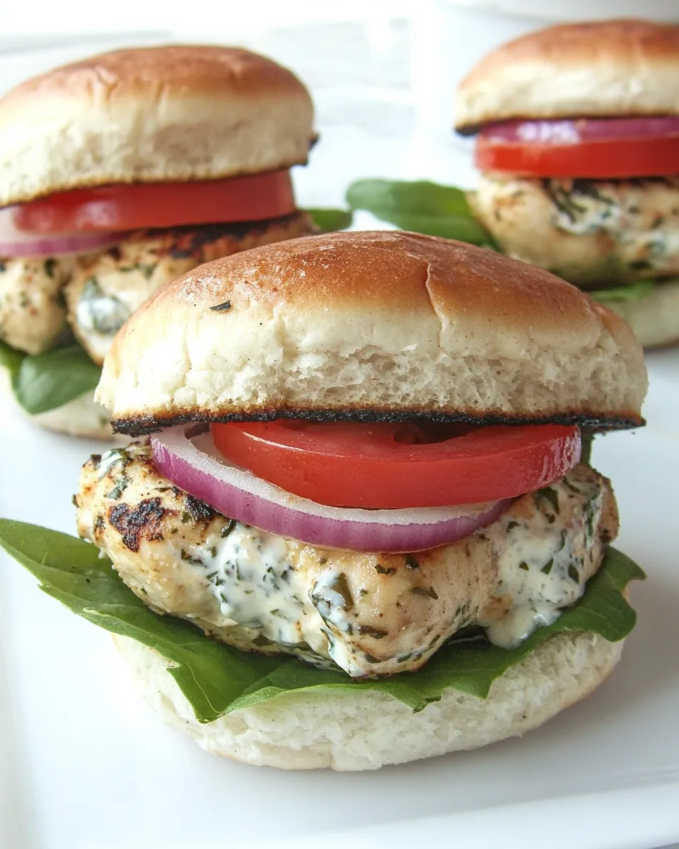 Homemade Greek Chicken Burgers with Greek Yogurt Sauce photo