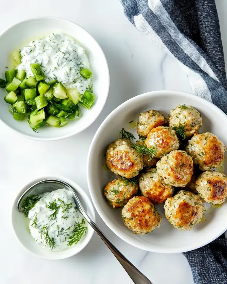 Homemade Greek Chicken Meatballs and Yogurt Dill Sauce recipe photo