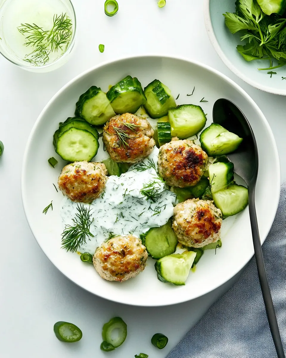 Classic Greek Chicken Meatballs and Yogurt Dill Sauce dish photo