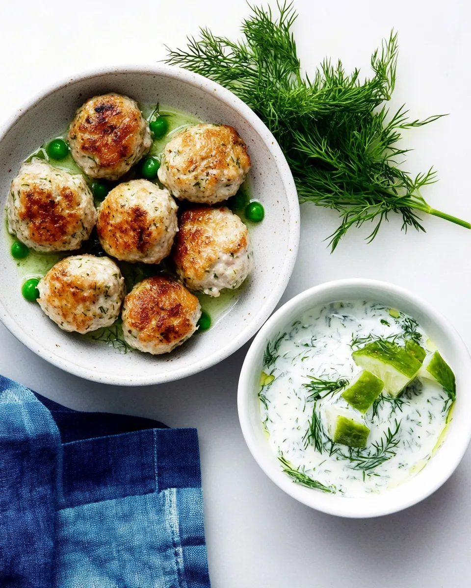 Delicious Greek Chicken Meatballs and Yogurt Dill Sauce image