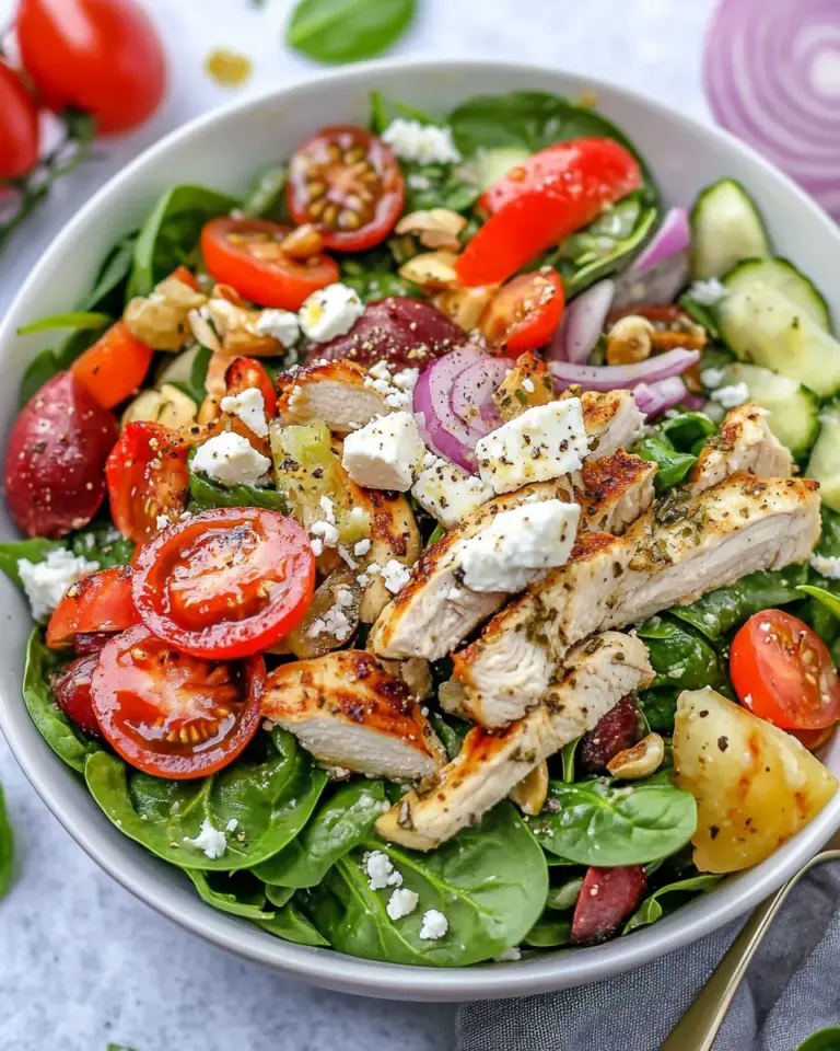 Homemade Greek Chicken Spinach Salad photo