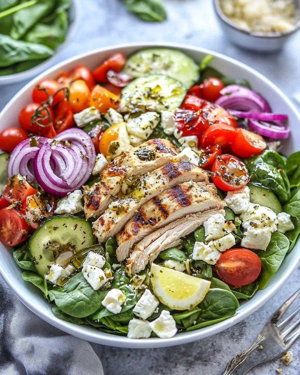Classic Greek Chicken Spinach Salad recipe photo