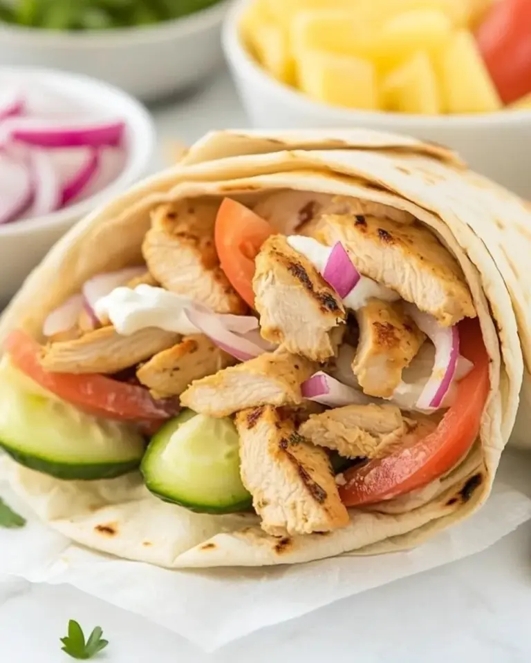Homemade Greek Chicken Wraps (Easy Chicken Pitas!) dish photo