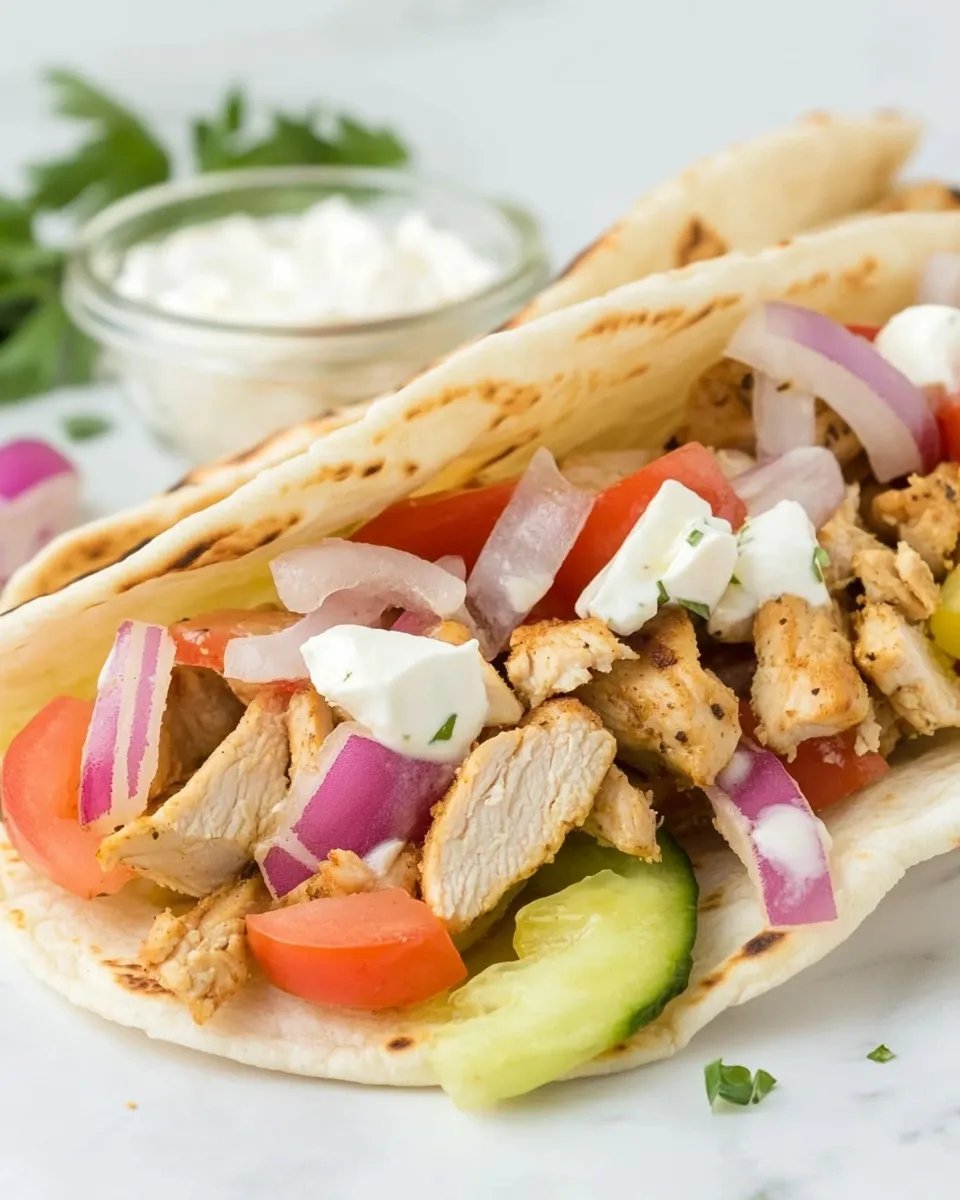 Easy Greek Chicken Wraps (Easy Chicken Pitas!) food shot