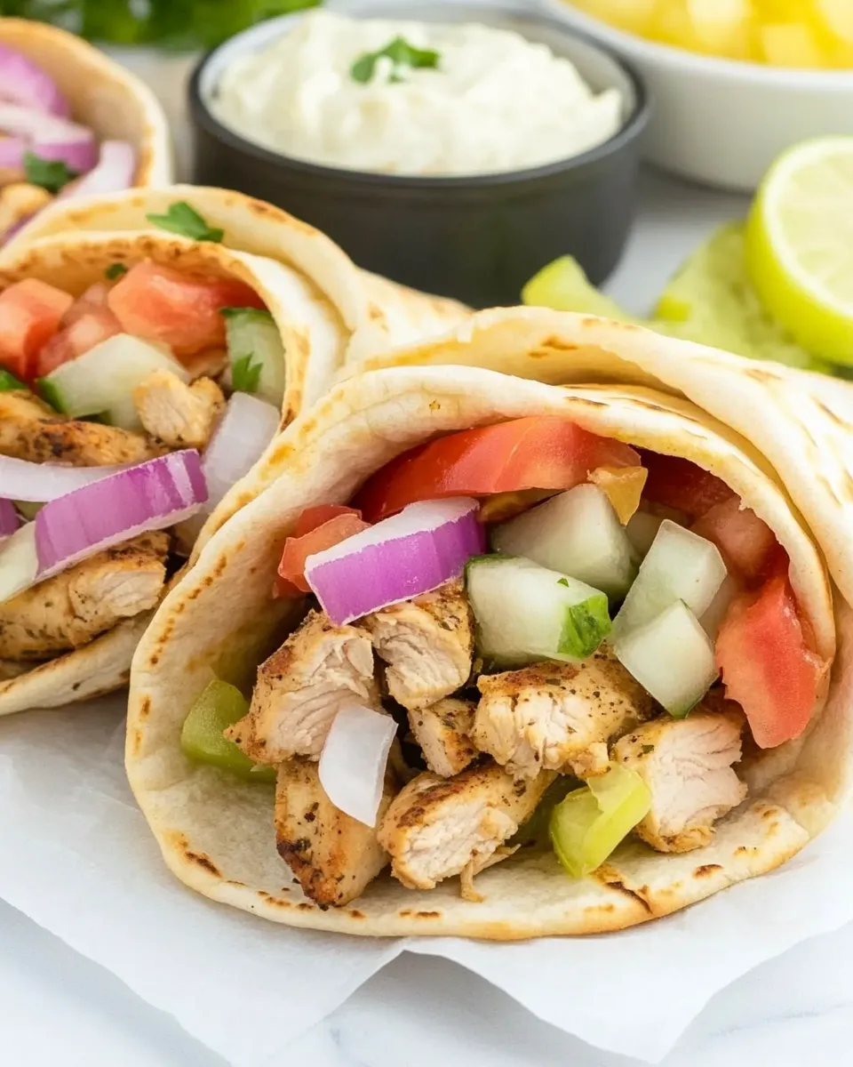 Delicious Greek Chicken Wraps (Easy Chicken Pitas!) picture