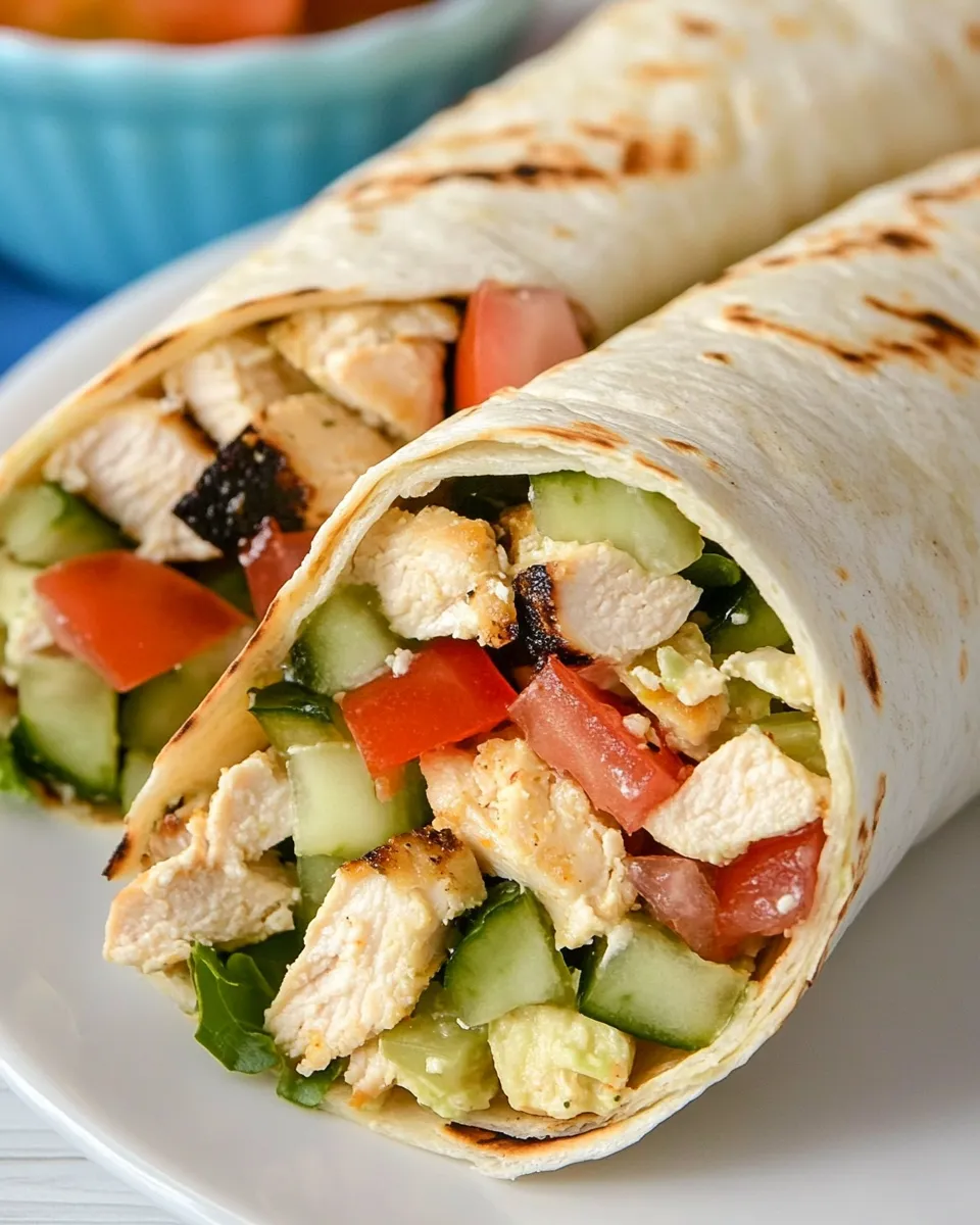 Easy Greek Grilled Chicken & Hummus Wrap plate image