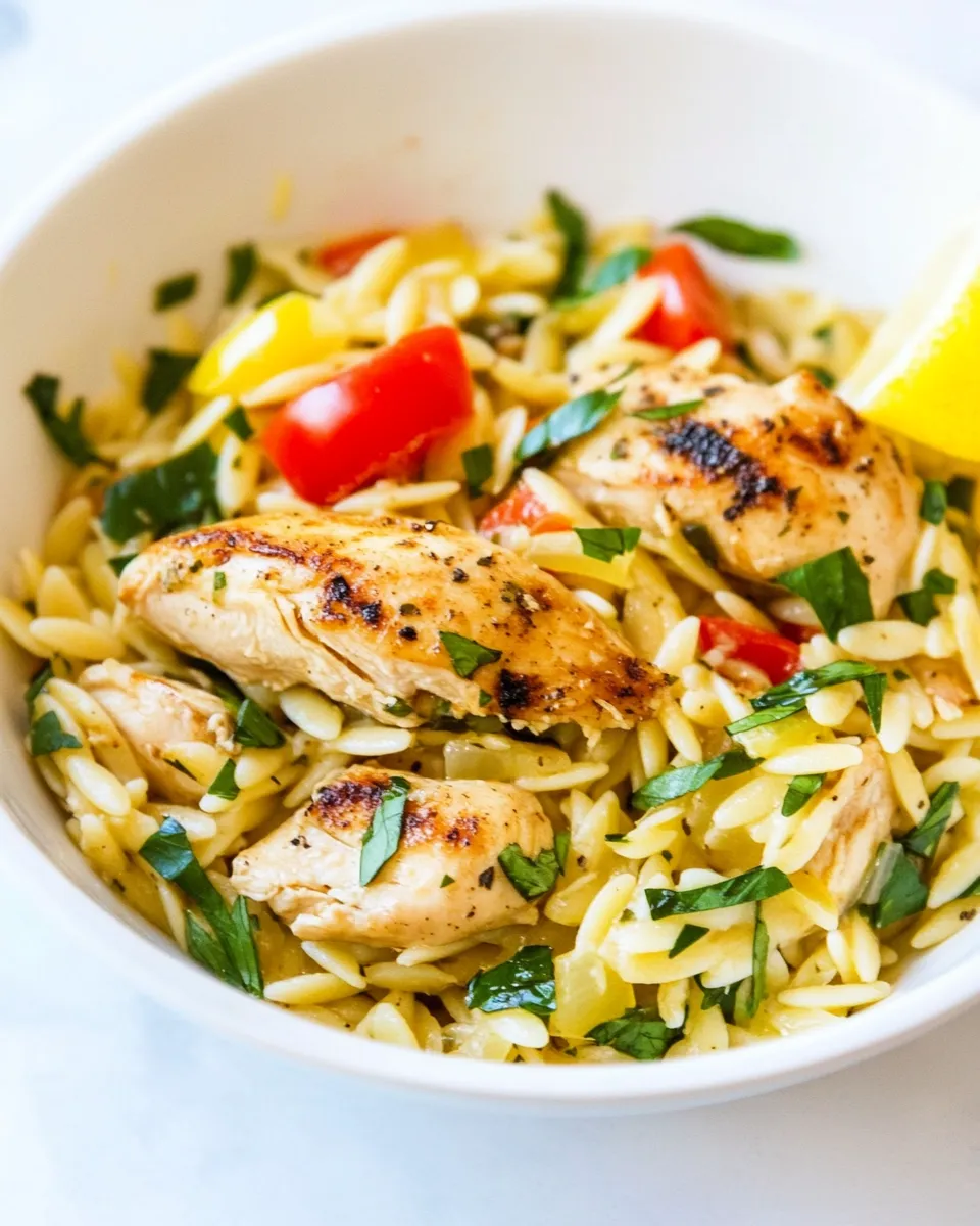 Delicious Greek Lemon Chicken and Orzo plate image