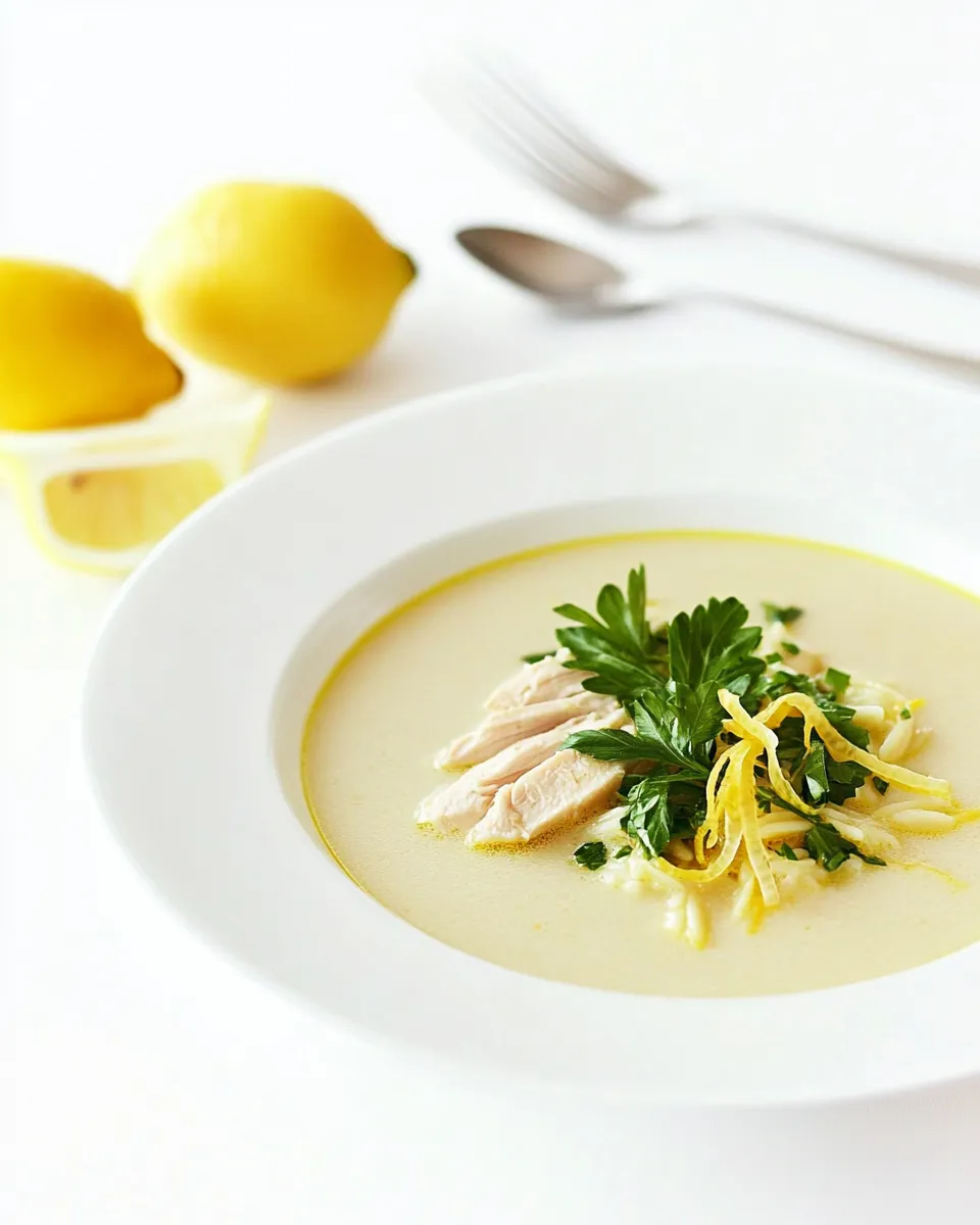 Homemade Greek Lemon Soup with Chicken and Orzo photo