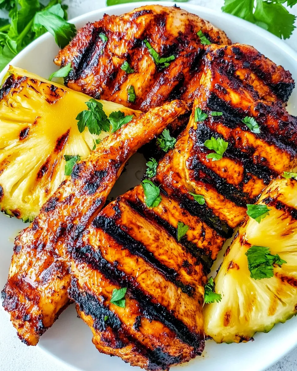 Classic Grilled Aloha Chicken and Pineapple plate image