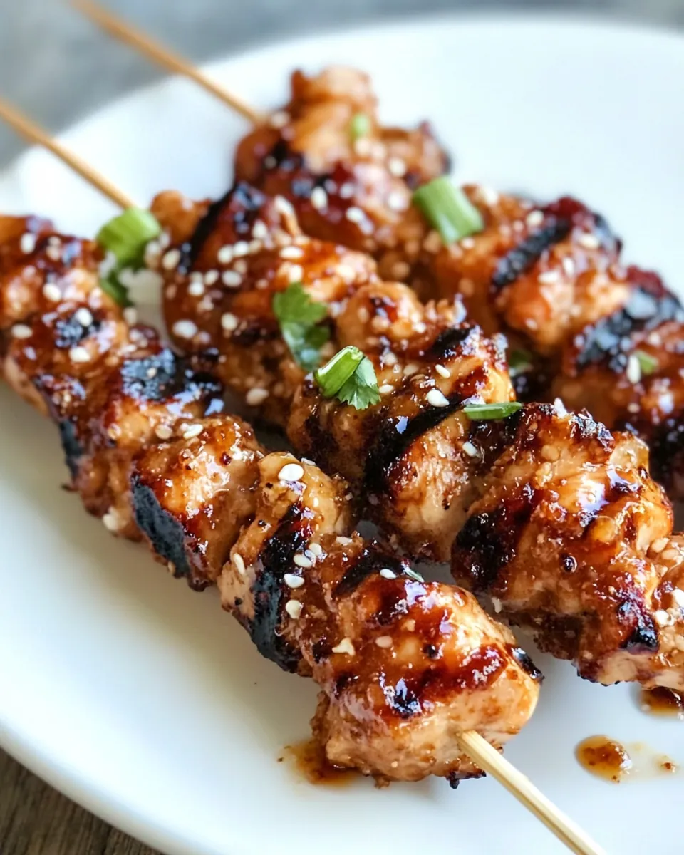 Homemade Grilled Asian Sweet and Spicy Chicken Skewers photo