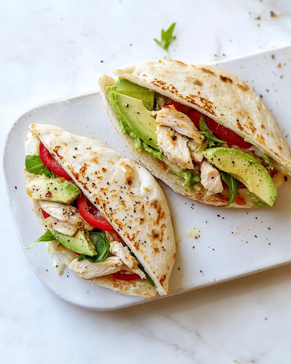 Homemade Grilled Chicken Avocado Pizza Sandwiches. recipe photo