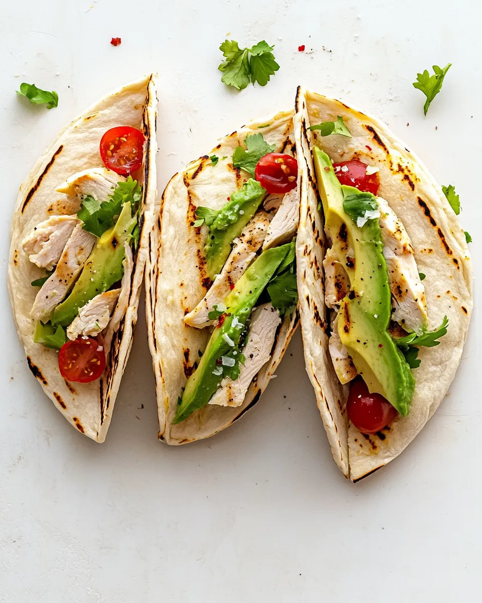 Delicious Grilled Chicken Avocado Pizza Sandwiches. plate image