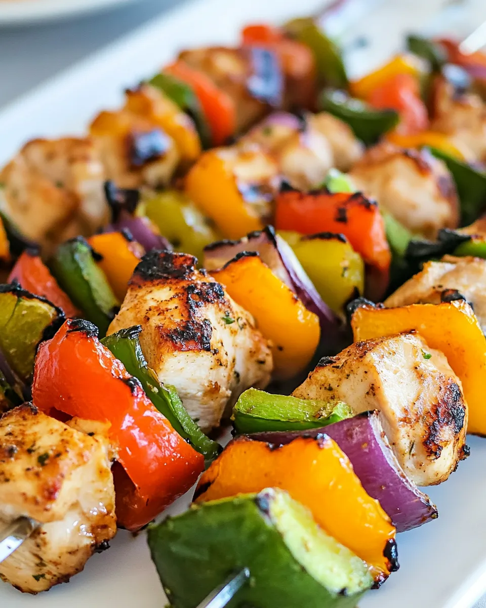 Delicious Grilled Chicken Kabobs food shot