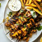 Homemade Grilled Chicken Shawarma with Golden Butter Fries and Garlic Sauce. recipe photo