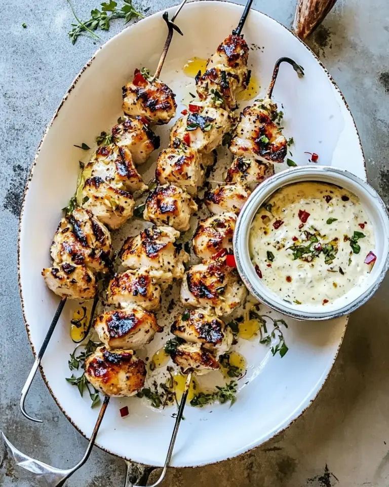 Homemade Grilled Chicken Skewers with Alabama White Sauce photo