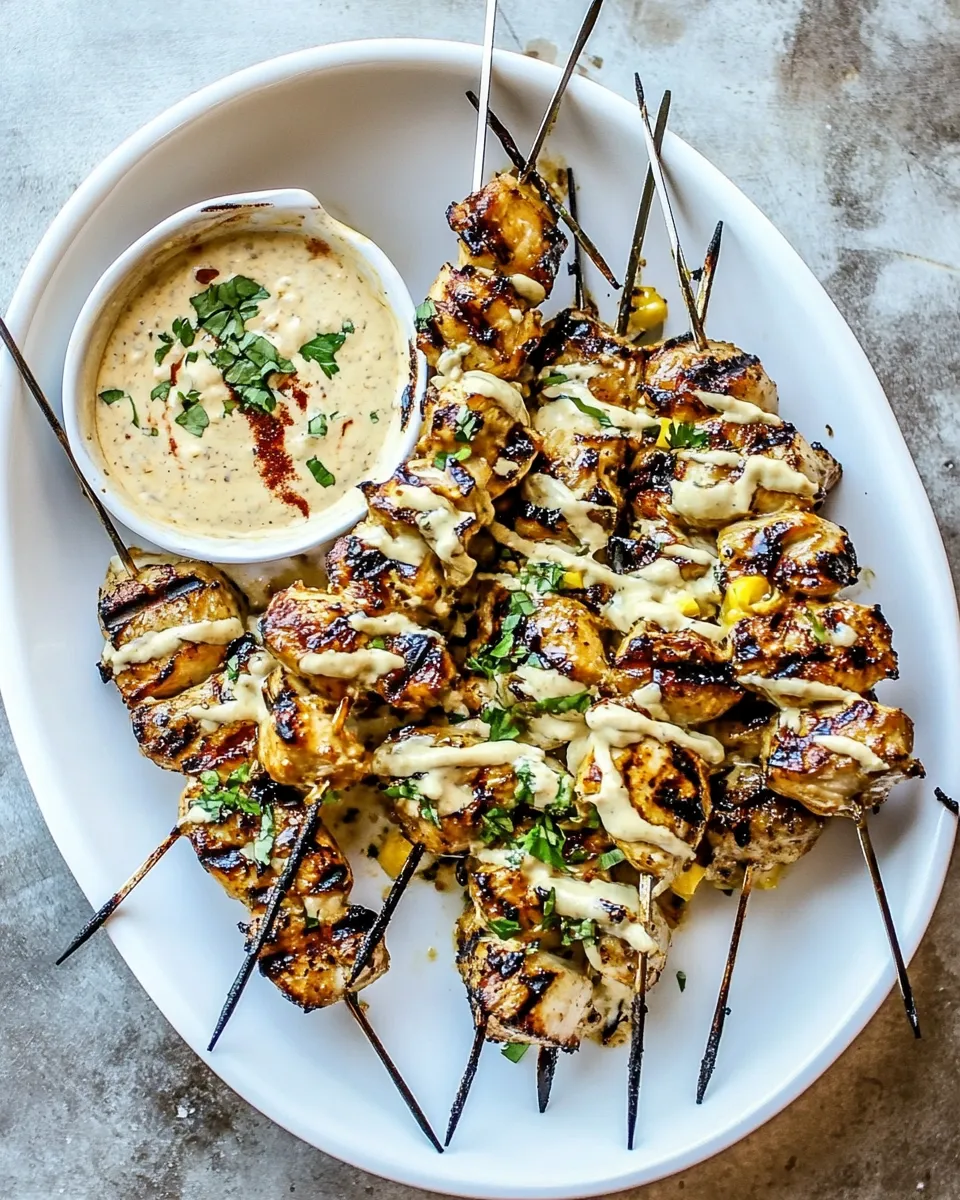 Classic Grilled Chicken Skewers with Alabama White Sauce image