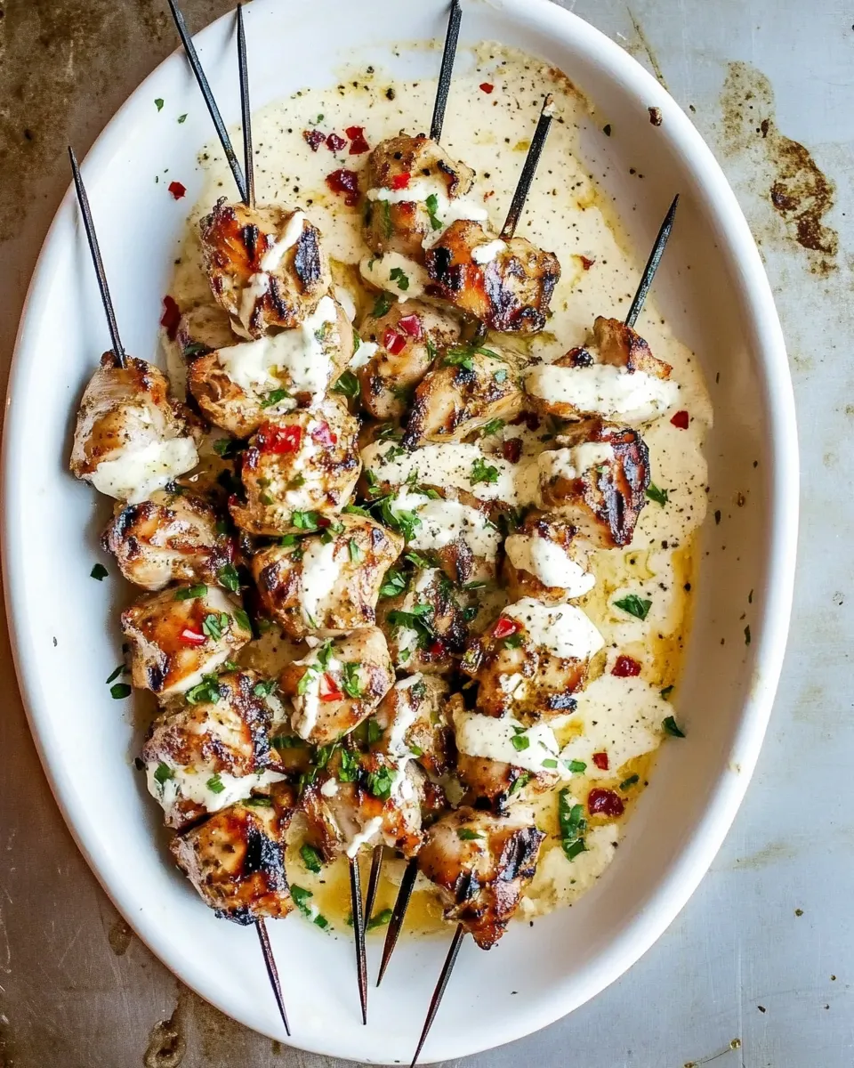 Easy Grilled Chicken Skewers with Alabama White Sauce recipe photo