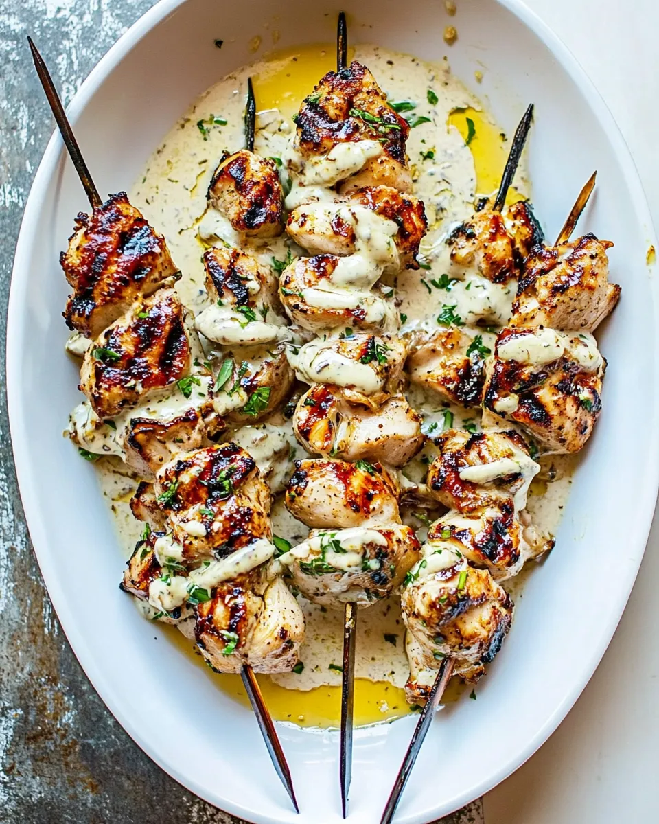 Delicious Grilled Chicken Skewers with Alabama White Sauce dish photo