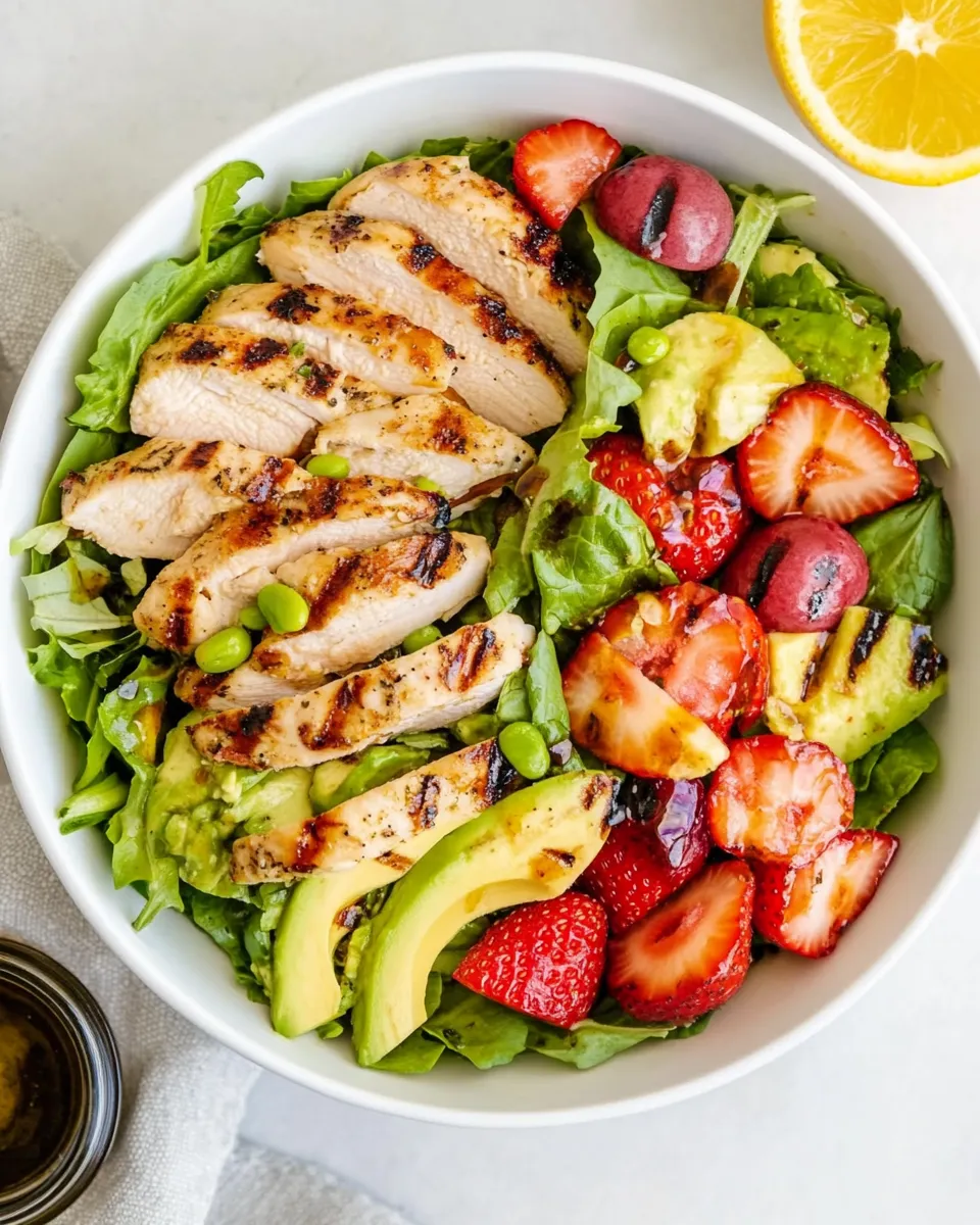 Easy Grilled Chicken, Strawberry, Avocado Salad with Citrus Dressing dish photo