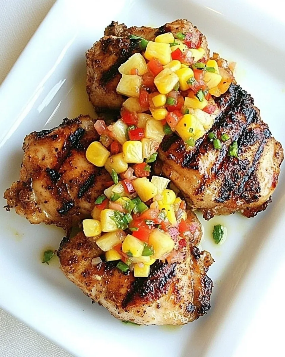 Easy Grilled Chicken Thighs with Pineapple, Corn and Bell Pepper Relish recipe image