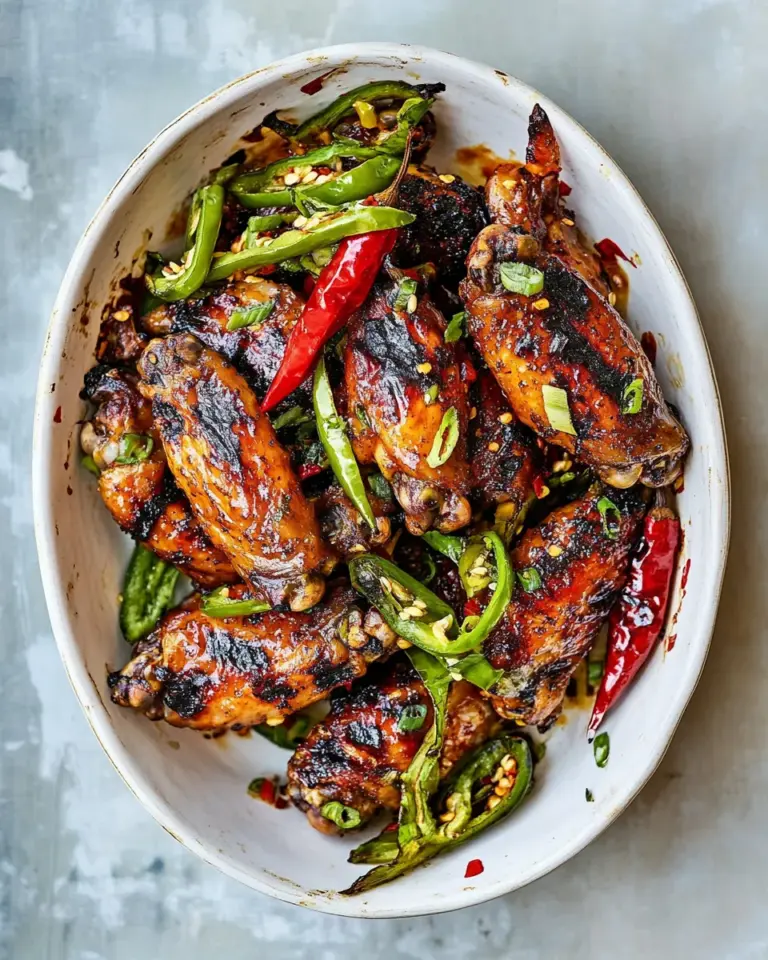 Delicious Grilled Chicken Wings with Shishito Peppers recipe photo