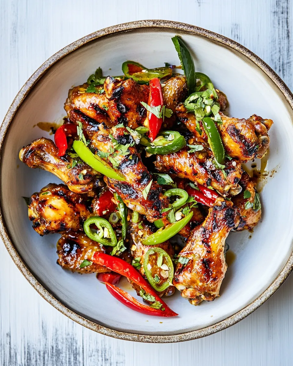 Easy Grilled Chicken Wings with Shishito Peppers dish photo