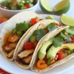 Homemade Grilled Chicken and Avocado Tacos with Cilantro Crema recipe photo